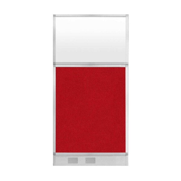 Hush Panel Configurable Cubicle Partition 3' x 6' Red Fabric Frosted Window w/ Cable Channel